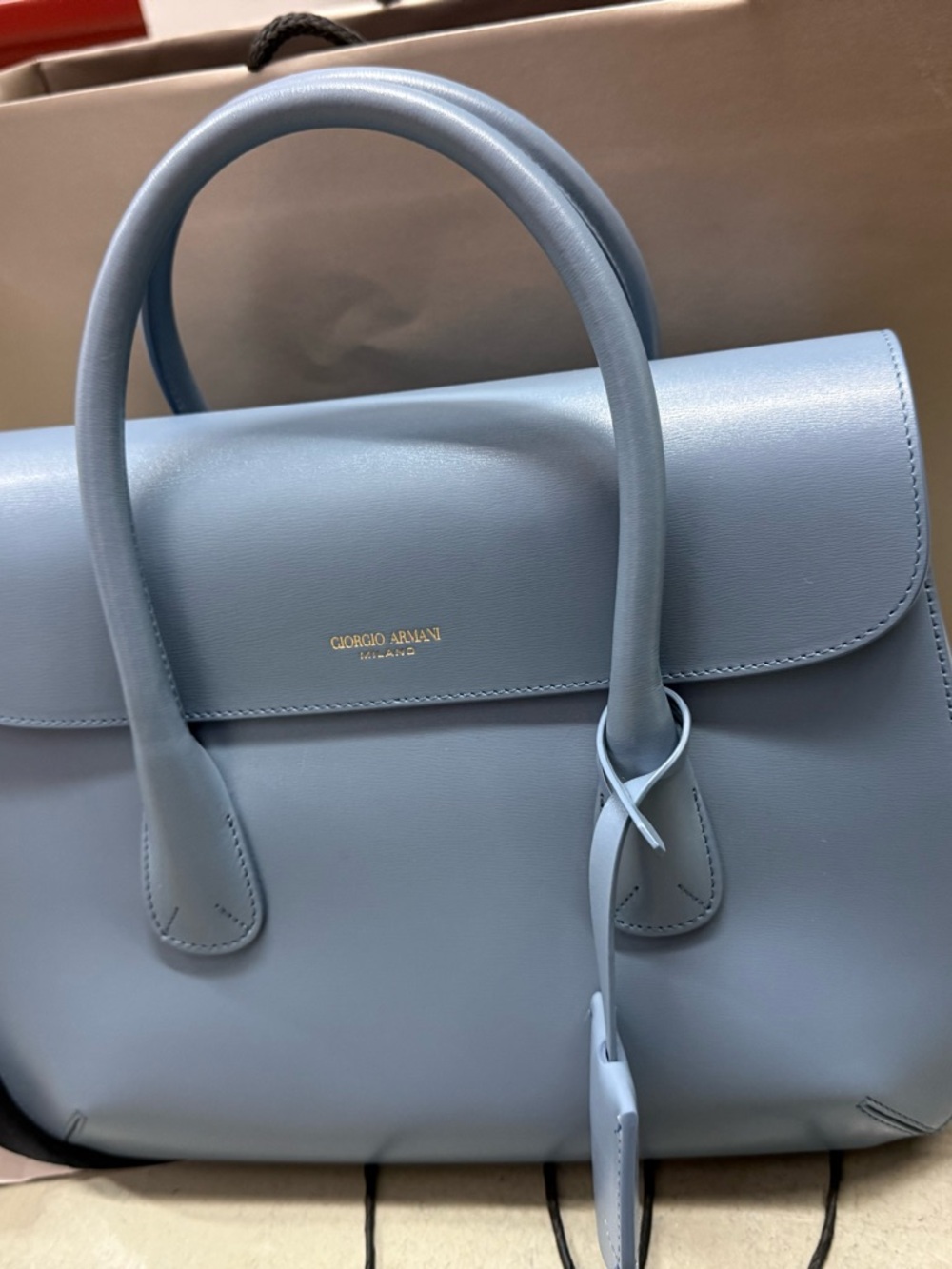 Giorgio Armani Powder Blue Leather Satchel